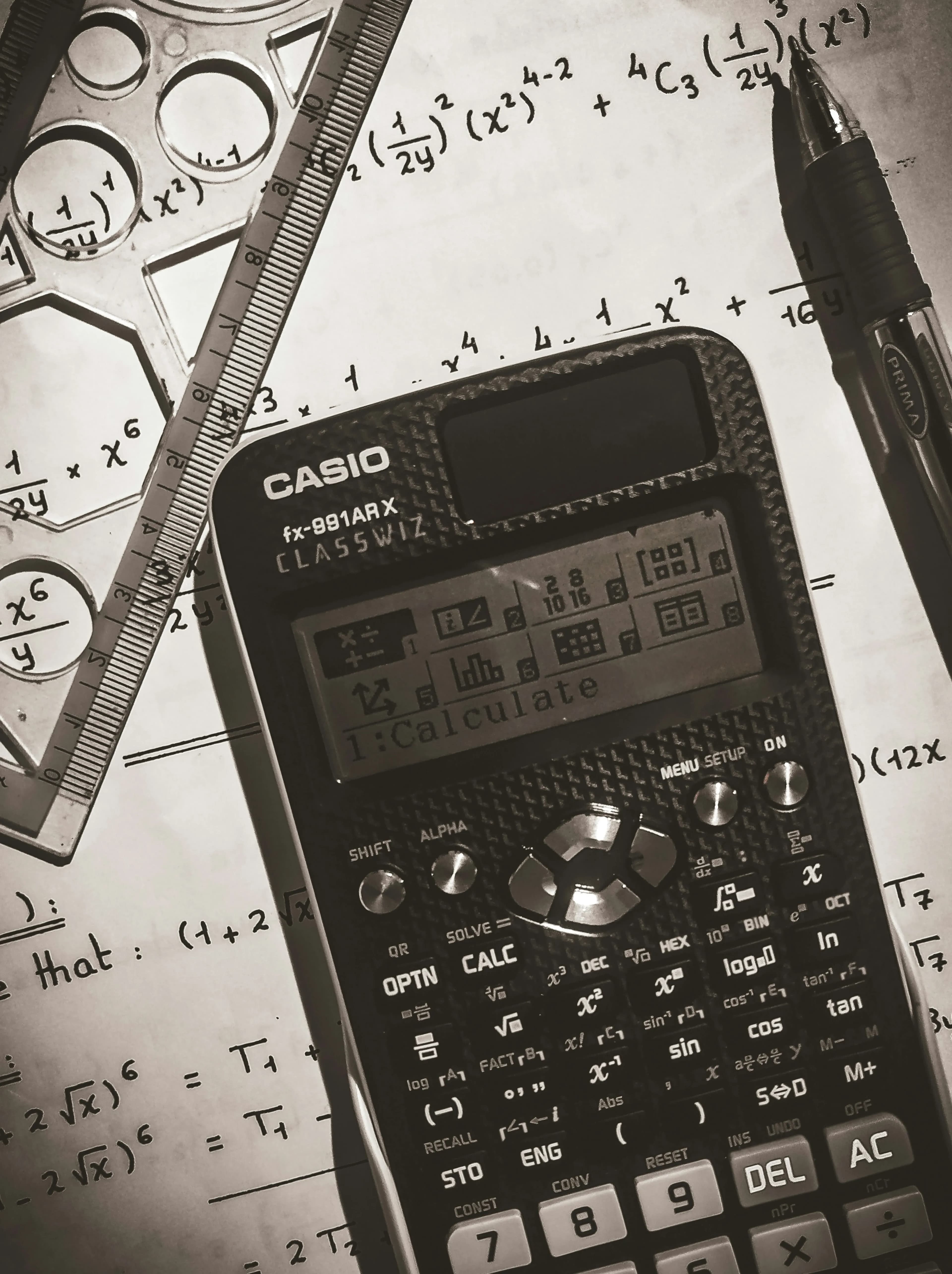 math notebook calculator desk